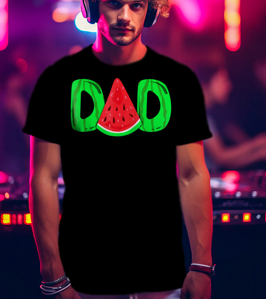 DAD Watermelon Slice Lettering Fun Summer Vibes T-Shirt
