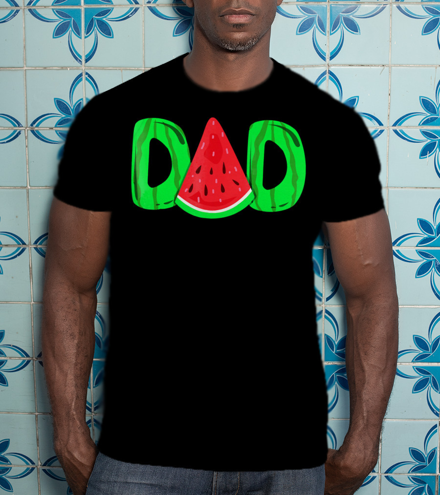 DAD Watermelon Slice Lettering Fun Summer Vibes T-Shirt