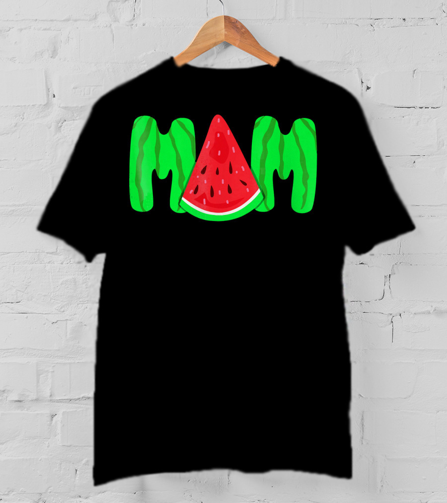 Mom Watermelon Slice Typography T-Shirt