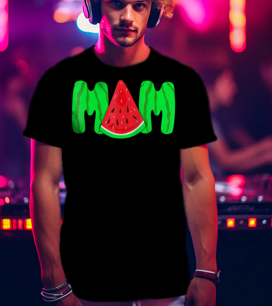 Mom Watermelon Slice Typography T-Shirt