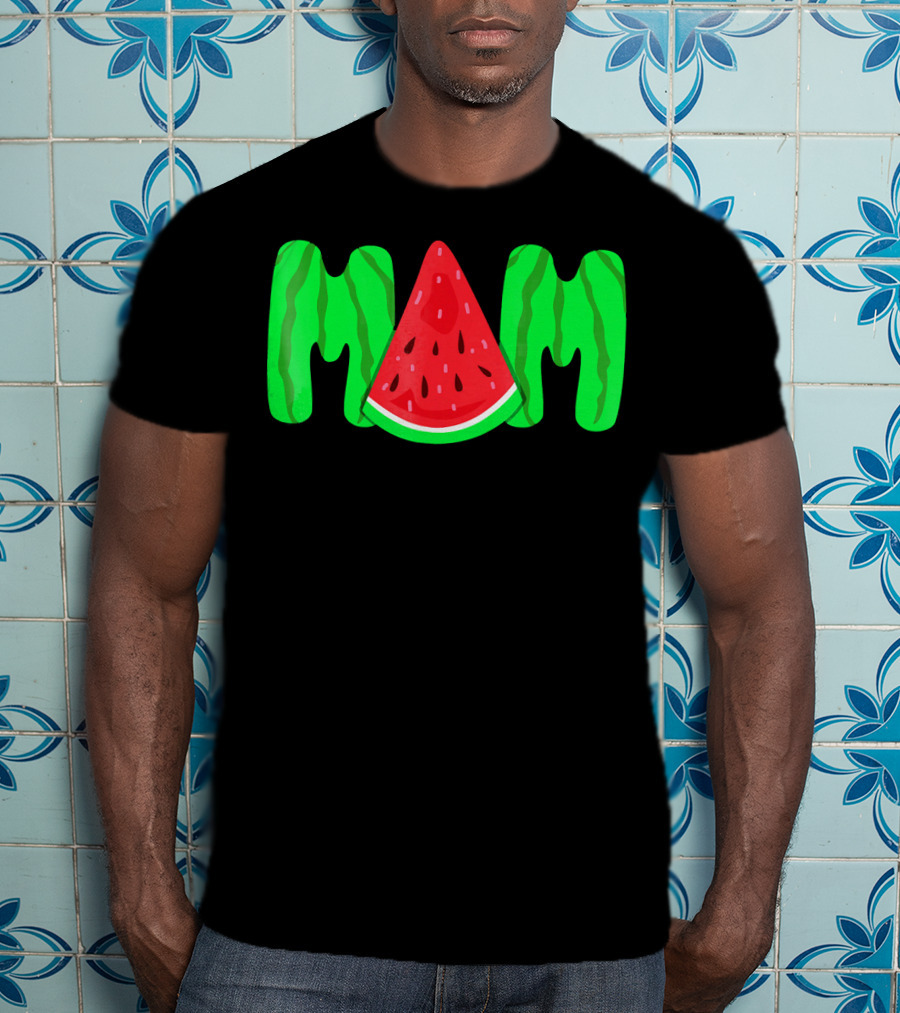 Mom Watermelon Slice Typography T-Shirt