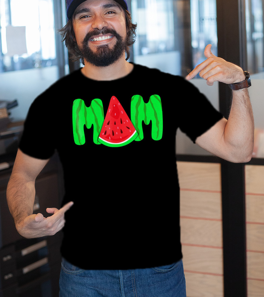 Mom Watermelon Slice Typography T-Shirt