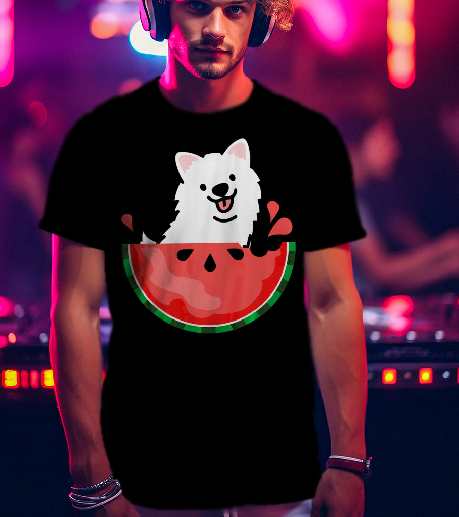 Watermelon Samoyed Summer Va Playful Pup Fun T-Shirt