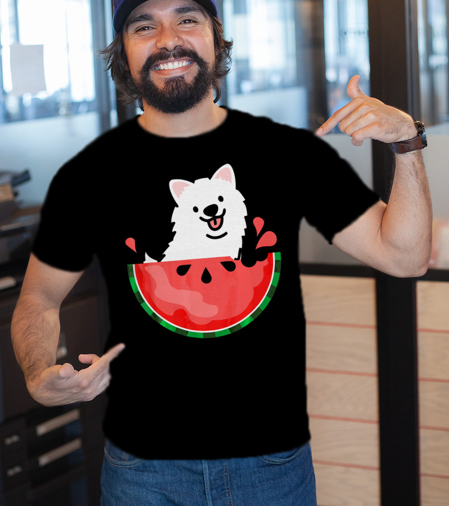 Watermelon Samoyed Summer Va Playful Pup Fun T-Shirt