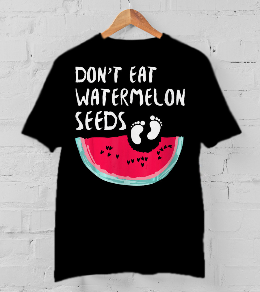 Don't Eat Watermelon Seeds Baby Announcement Footprints T-Shirt