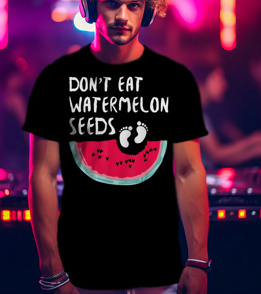Don't Eat Watermelon Seeds Baby Announcement Footprints T-Shirt
