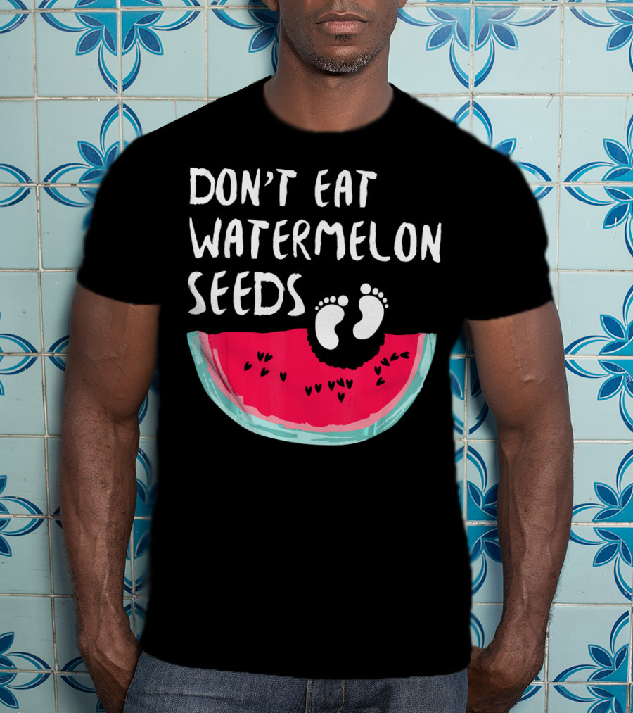 Don't Eat Watermelon Seeds Baby Announcement Footprints T-Shirt