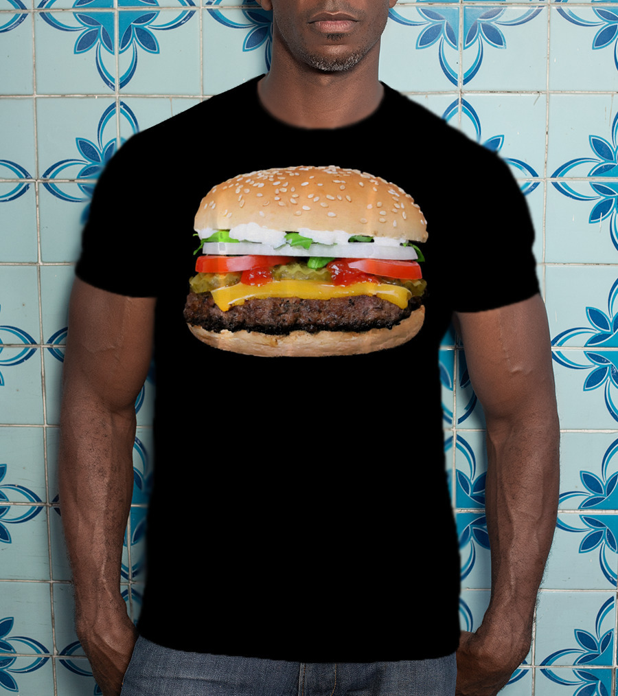 Hamburger Cheeseburger Classic Juicy Sandwich With Cheese And Vegetables T-Shirt
