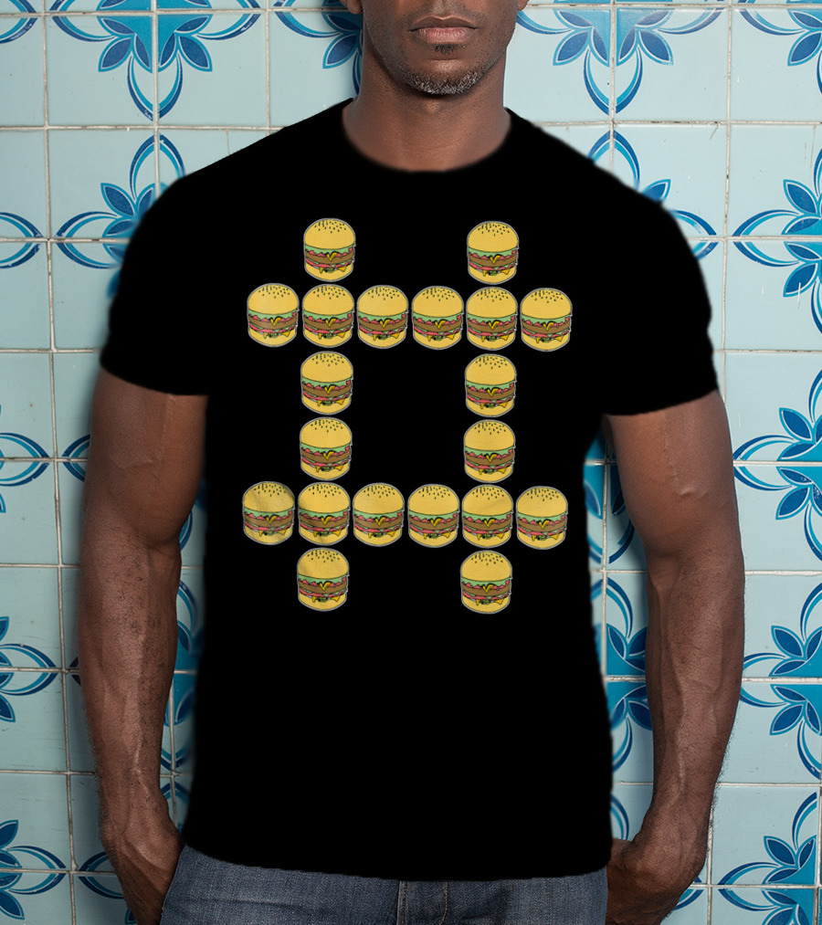 Hashtag Hamburger Funny Cheese Pattern Burger T-Shirt