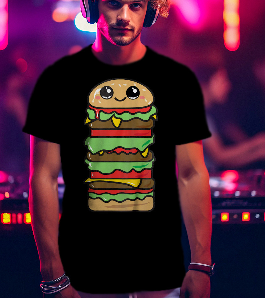 Kids Funny Kawaii Hamburger Burger Eat Food Boy T-Shirt