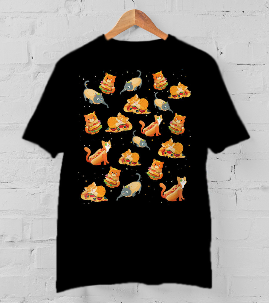 Crazy Space Cat Food Pizza Taco Hot Dog Delight T-Shirt