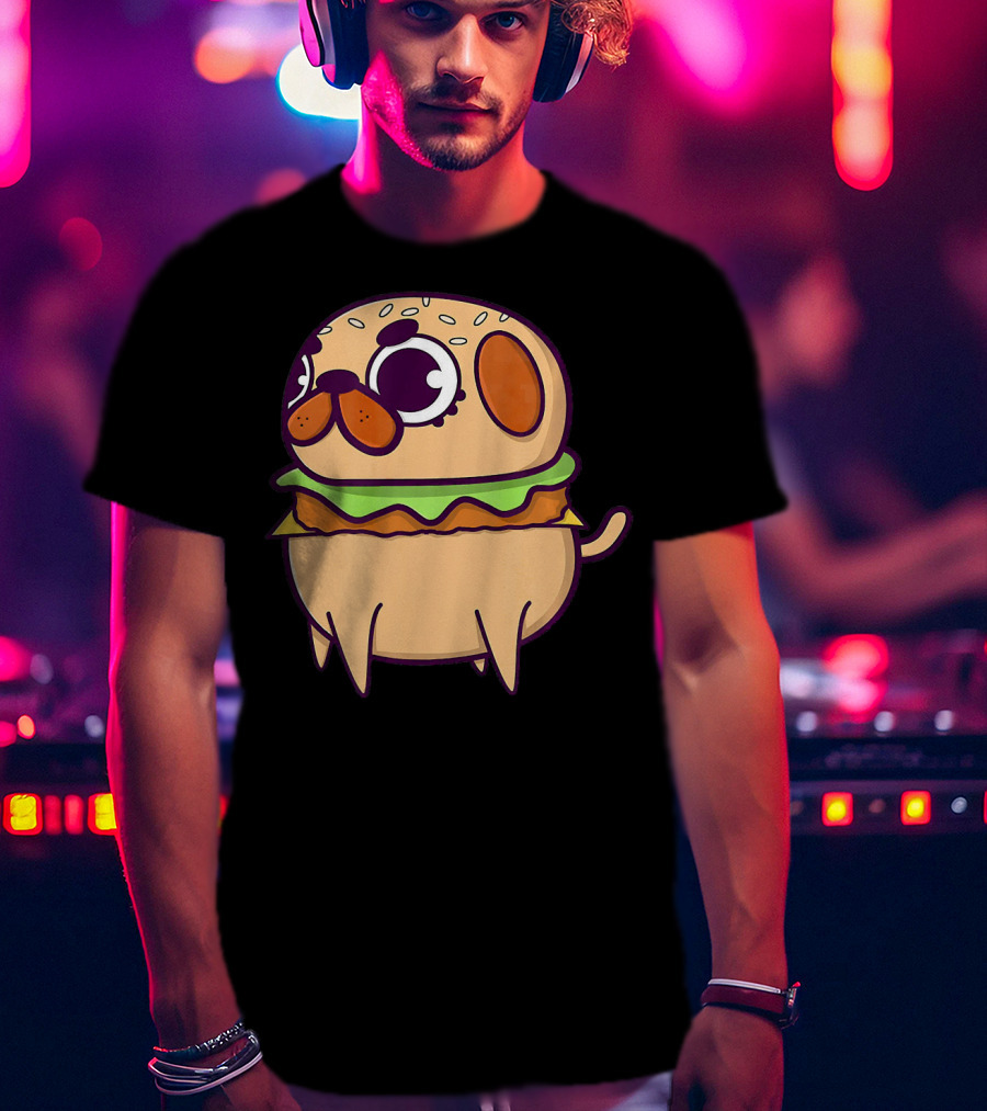 Cute Pug Hamburger Funny Pug Burger Love T-Shirt
