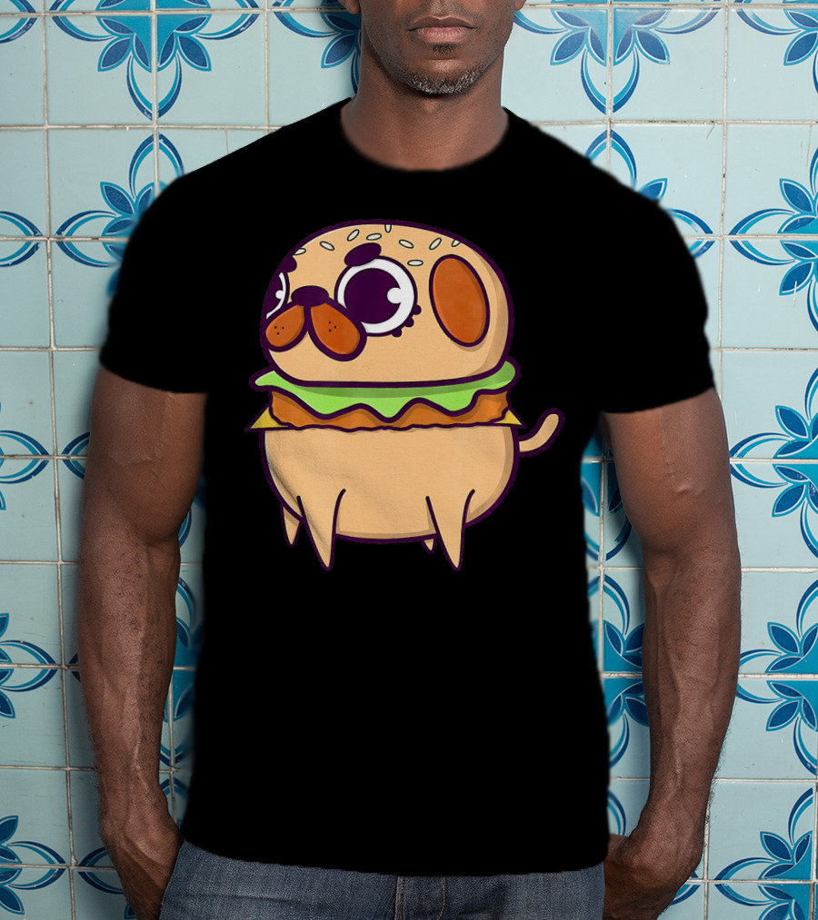 Cute Pug Hamburger Funny Pug Burger Love T-Shirt