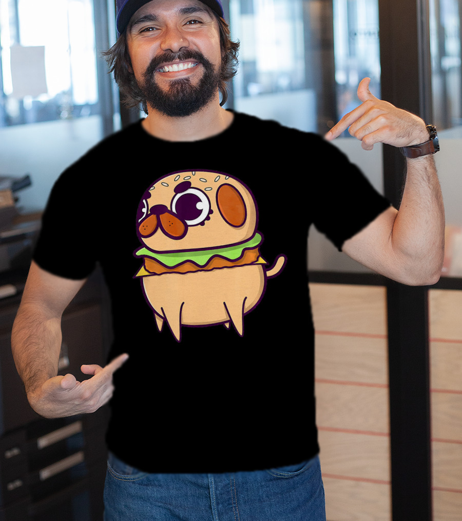 Cute Pug Hamburger Funny Pug Burger Love T-Shirt