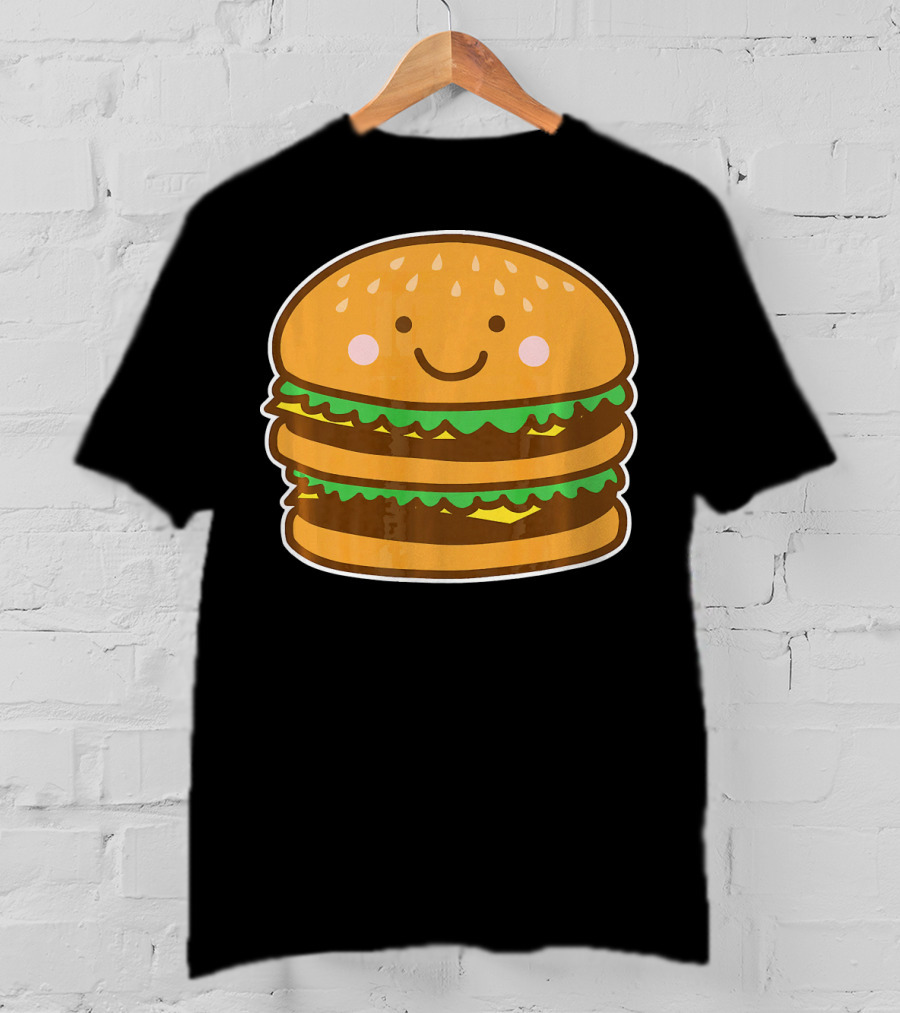 Funny Cute Burger Smiley Face Halloween Costume T-Shirt