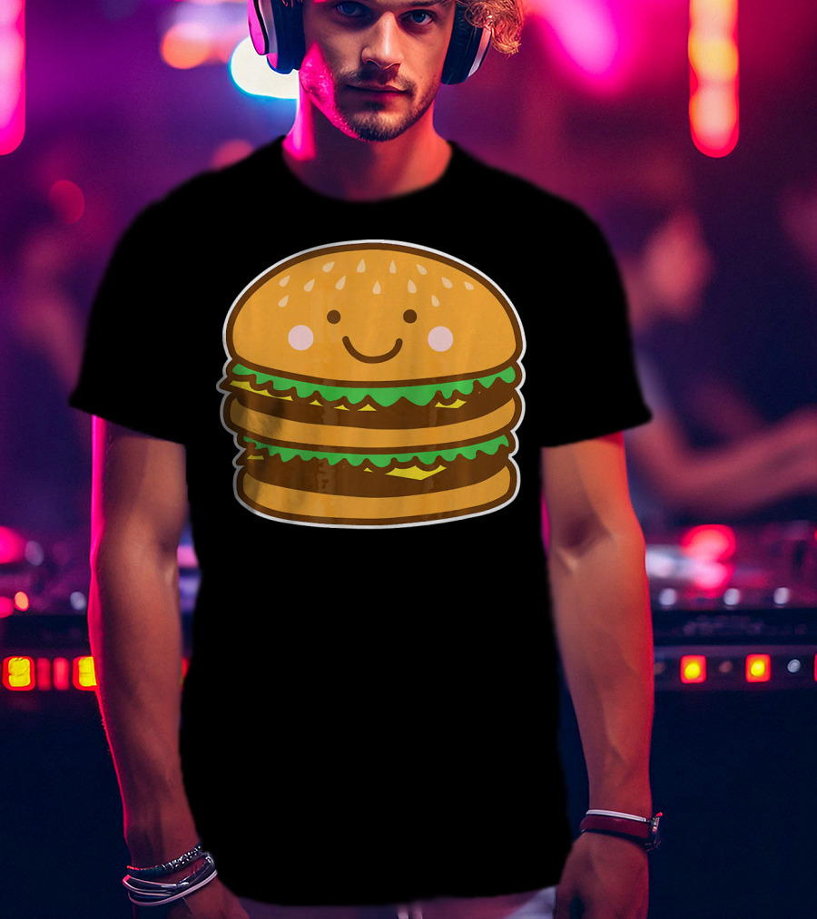 Funny Cute Burger Smiley Face Halloween Costume T-Shirt