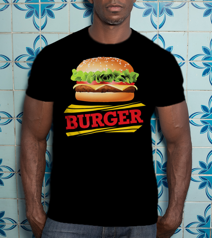 BURGER Cheeseburger Lettuce Meat Tomato Cheese Bun T-Shirt