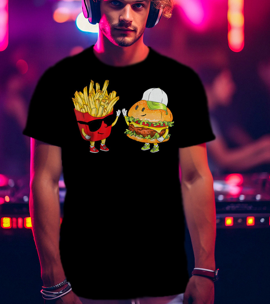 Hamburger Fries High Five Cool Fun Combo T-Shirt