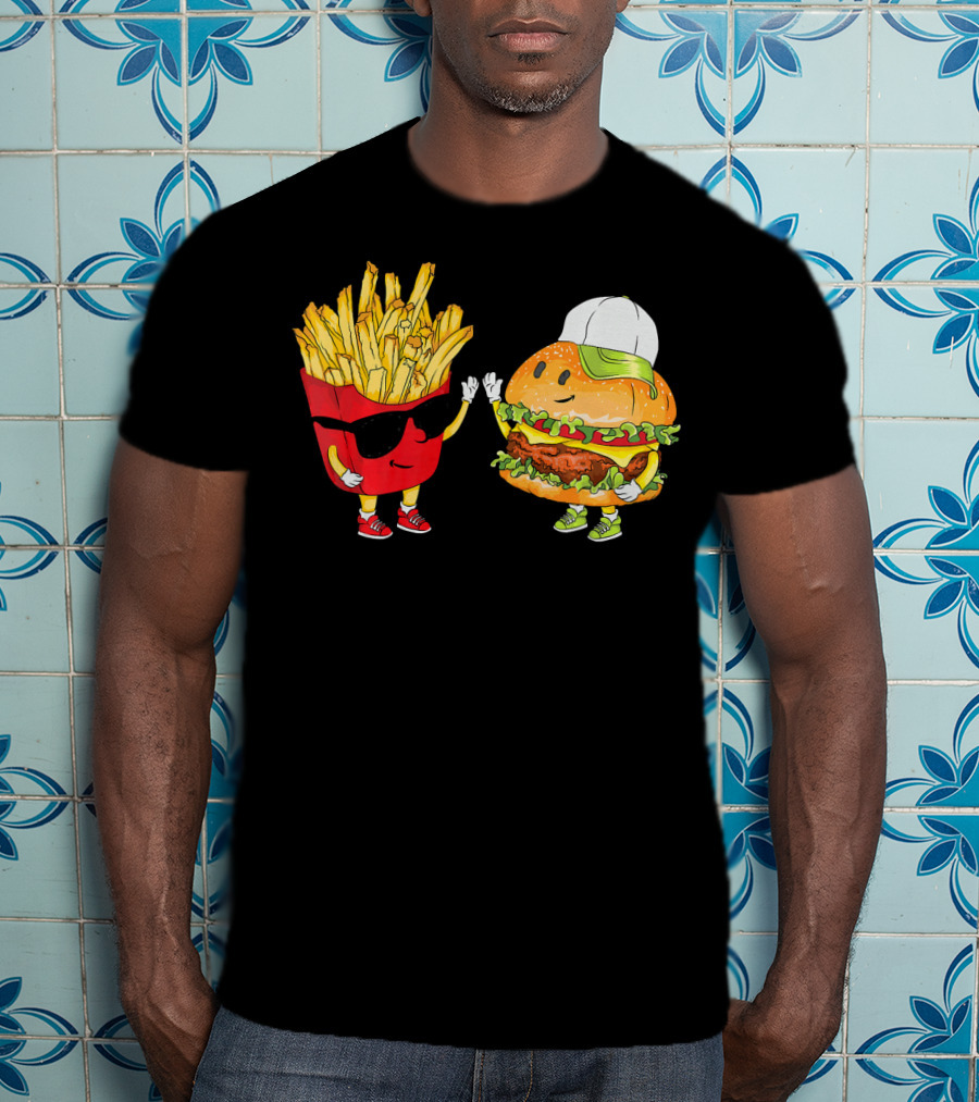 Hamburger Fries High Five Cool Fun Combo T-Shirt