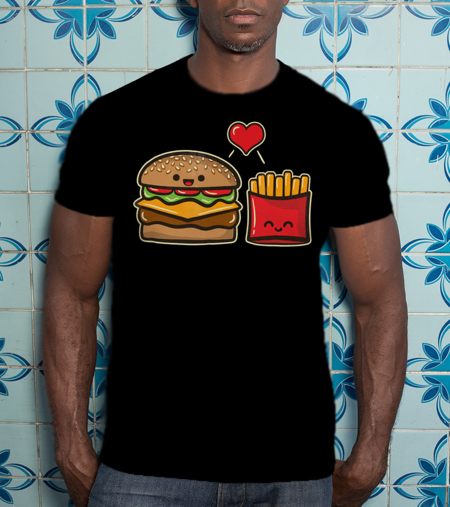 Burger And Fries Love Food T-Shirt