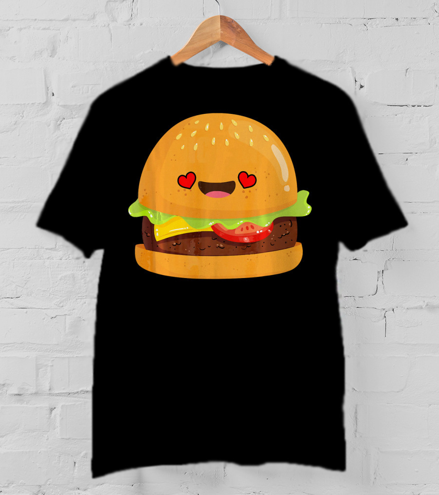 Cheeseburger Love Heart Eyes Emoji Cheese T-Shirt