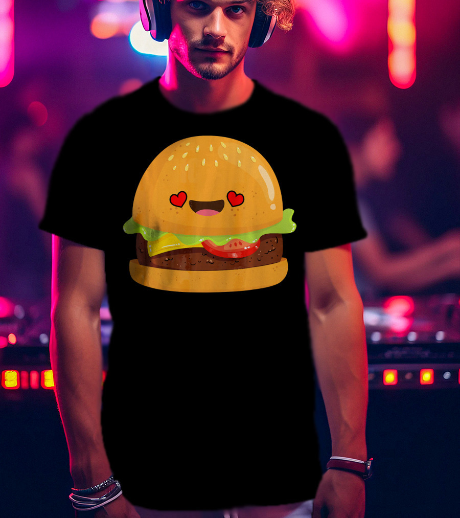 Cheeseburger Love Heart Eyes Emoji Cheese T-Shirt