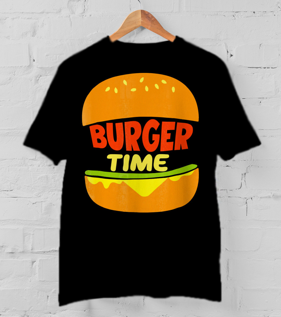 Burger Time Cheeseburger Icon Text T-Shirt