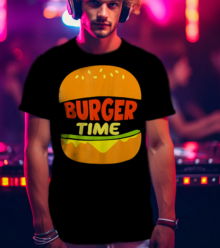 Burger Time Cheeseburger Icon Text T-Shirt
