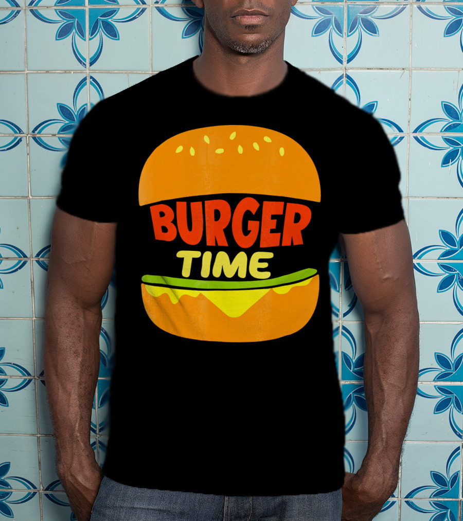 Burger Time Cheeseburger Icon Text T-Shirt