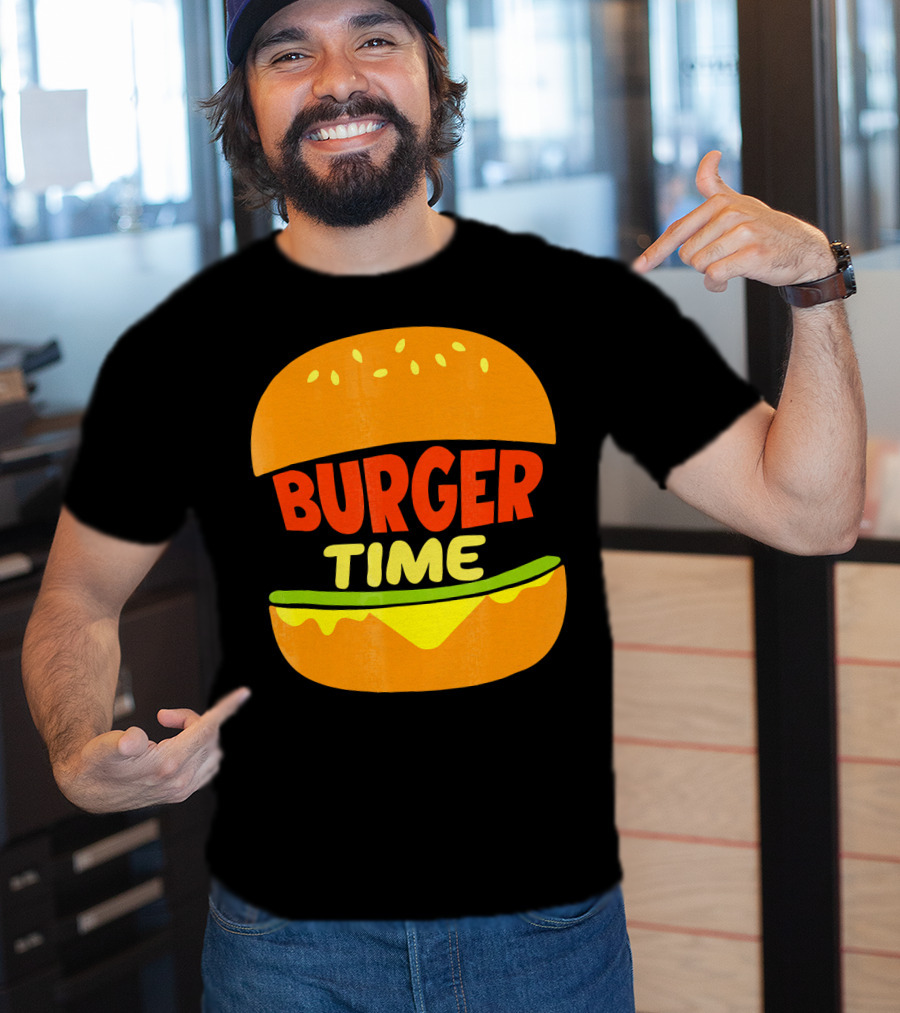 Burger Time Cheeseburger Icon Text T-Shirt