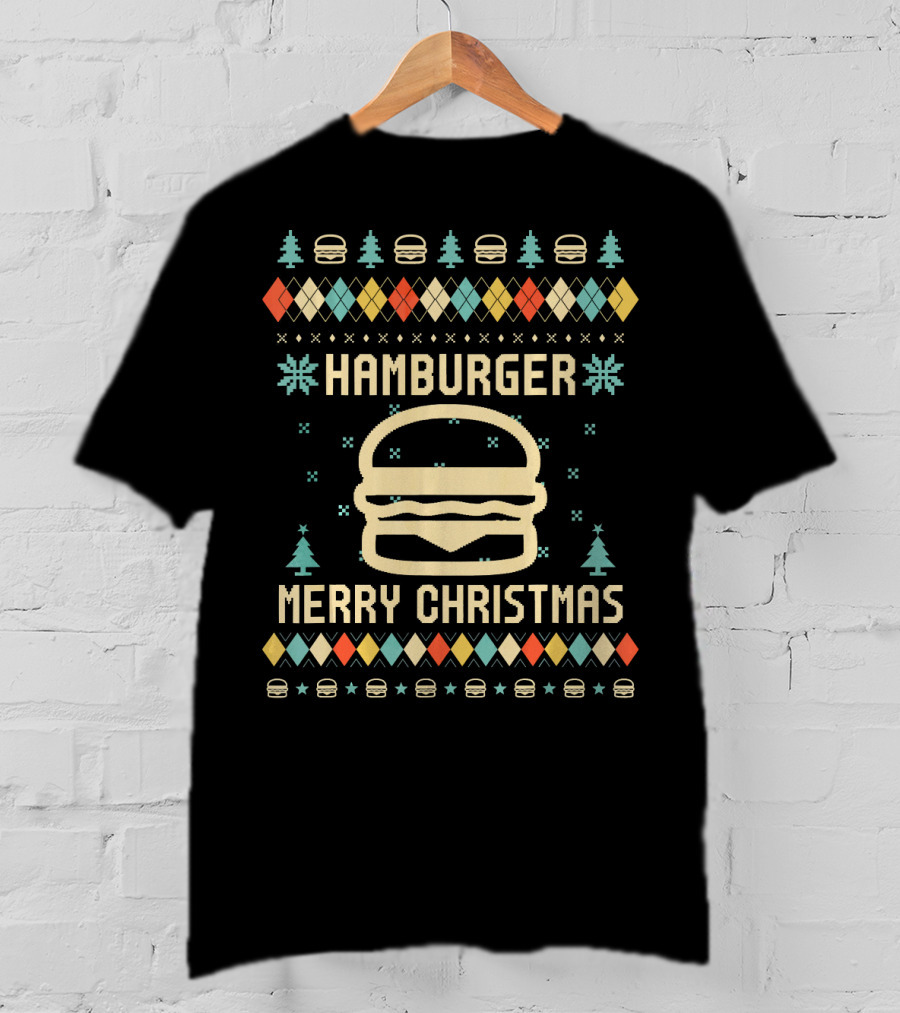 Hamburger Merry Christmas Ugly T-Shirt