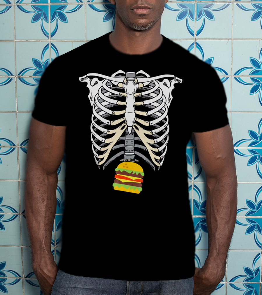 Skeleton X Ray Hamburger Ribcage T-Shirt