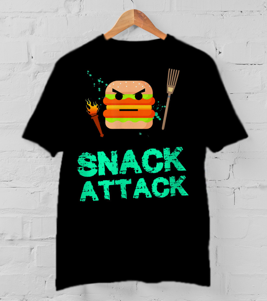 Snack Attack Burger Funny Food Snacks T-Shirt