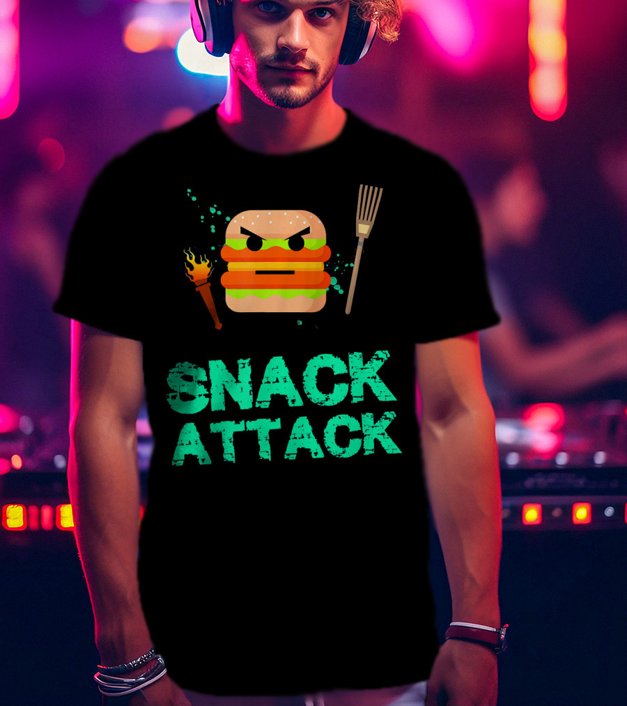 Snack Attack Burger Funny Food Snacks T-Shirt