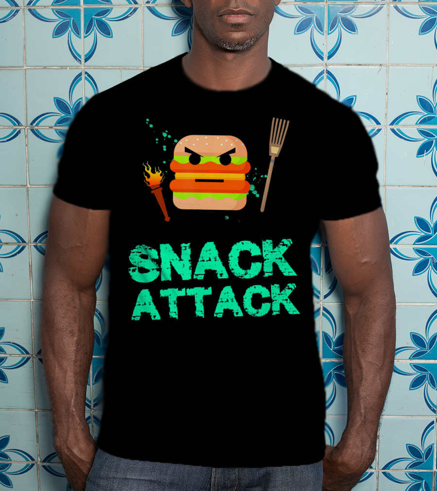 Snack Attack Burger Funny Food Snacks T-Shirt