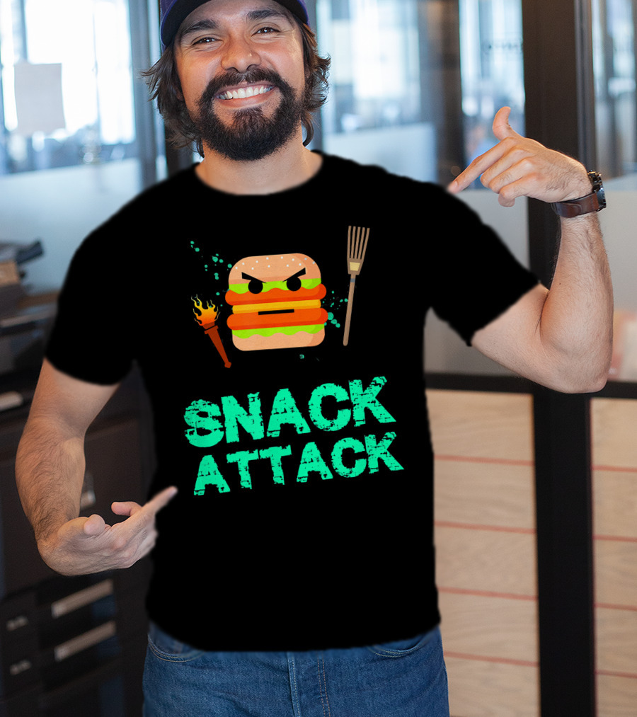 Snack Attack Burger Funny Food Snacks T-Shirt