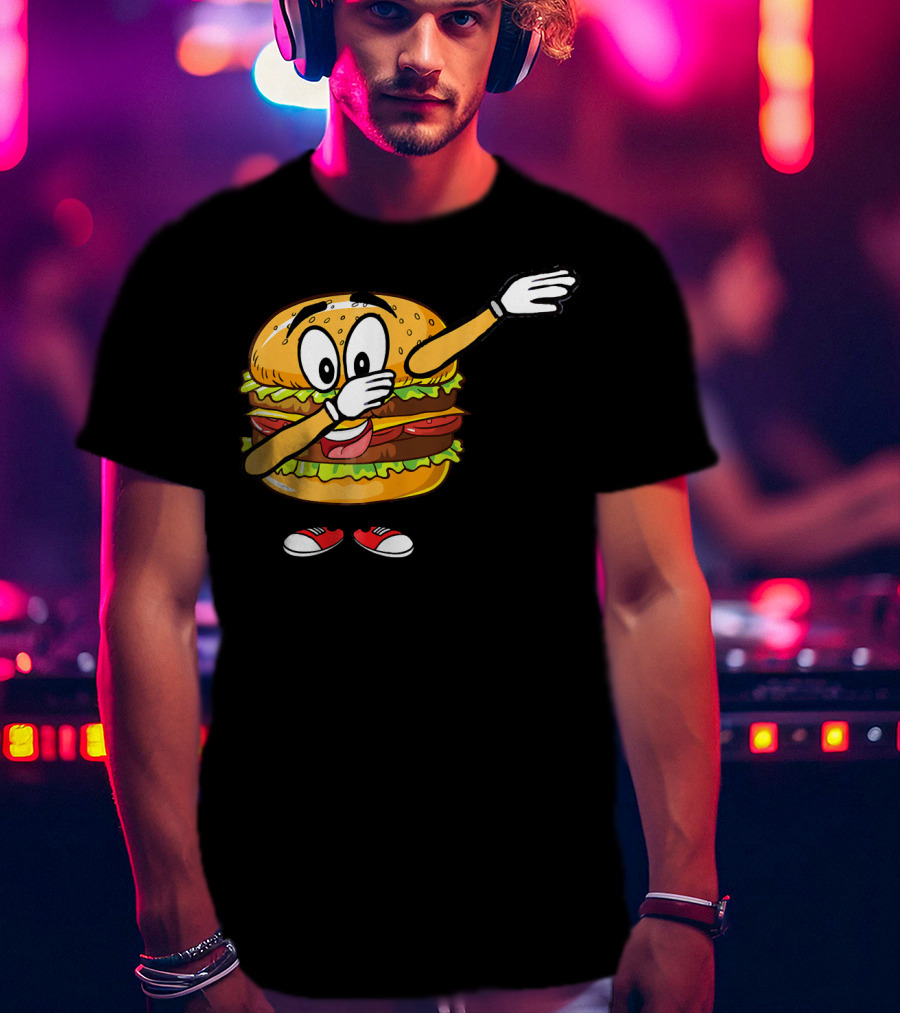 Dabbing Cheeseburger Funny Hamburger Comic Pose T-Shirt