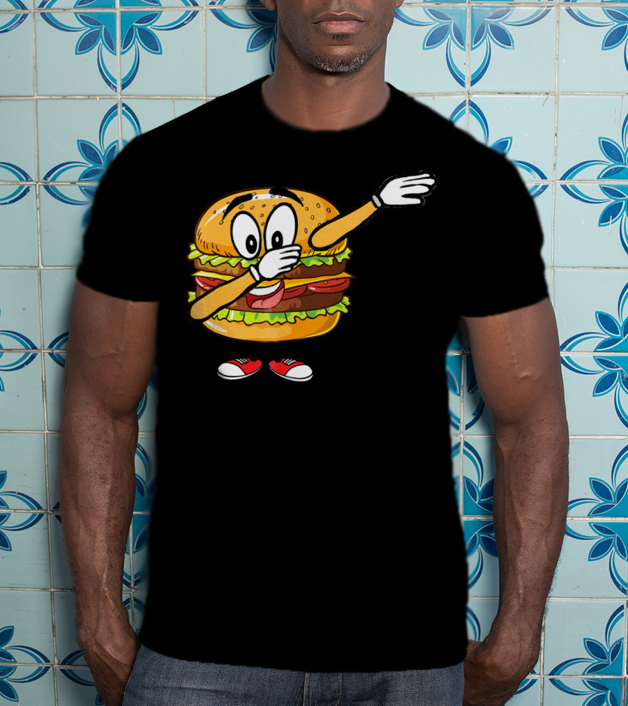Dabbing Cheeseburger Funny Hamburger Comic Pose T-Shirt