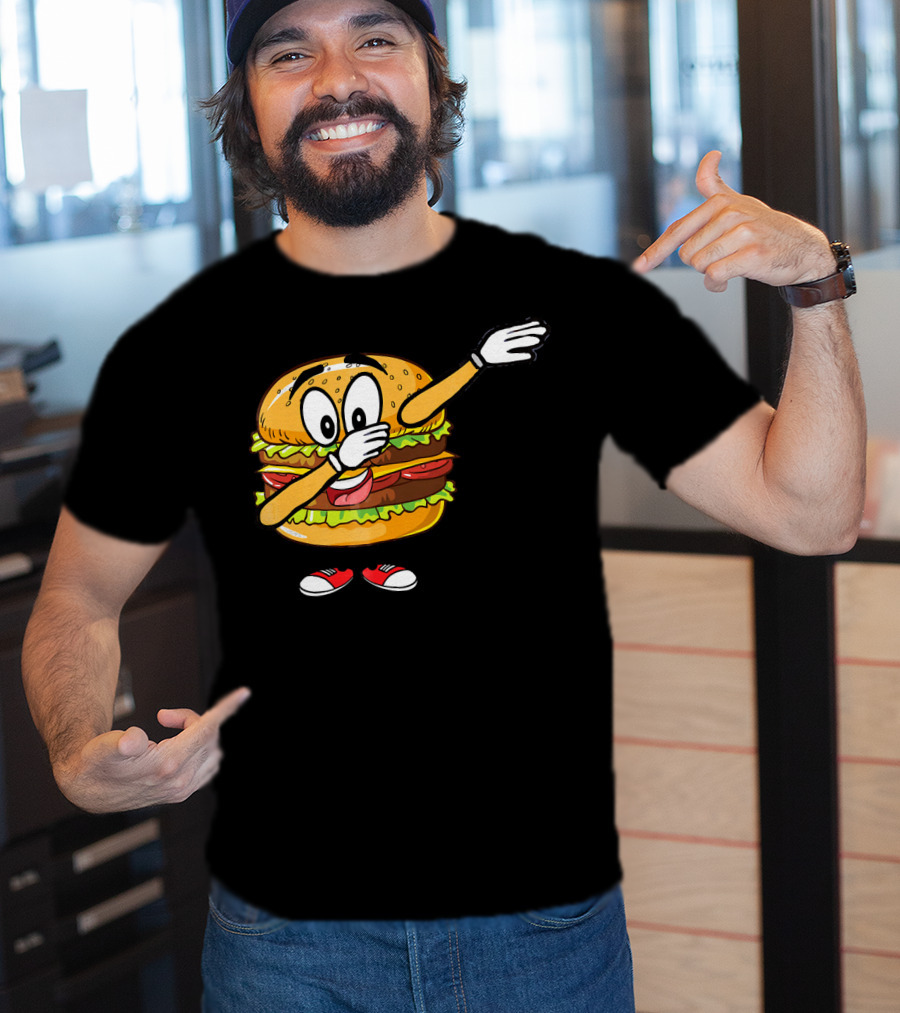 Dabbing Cheeseburger Funny Hamburger Comic Pose T-Shirt