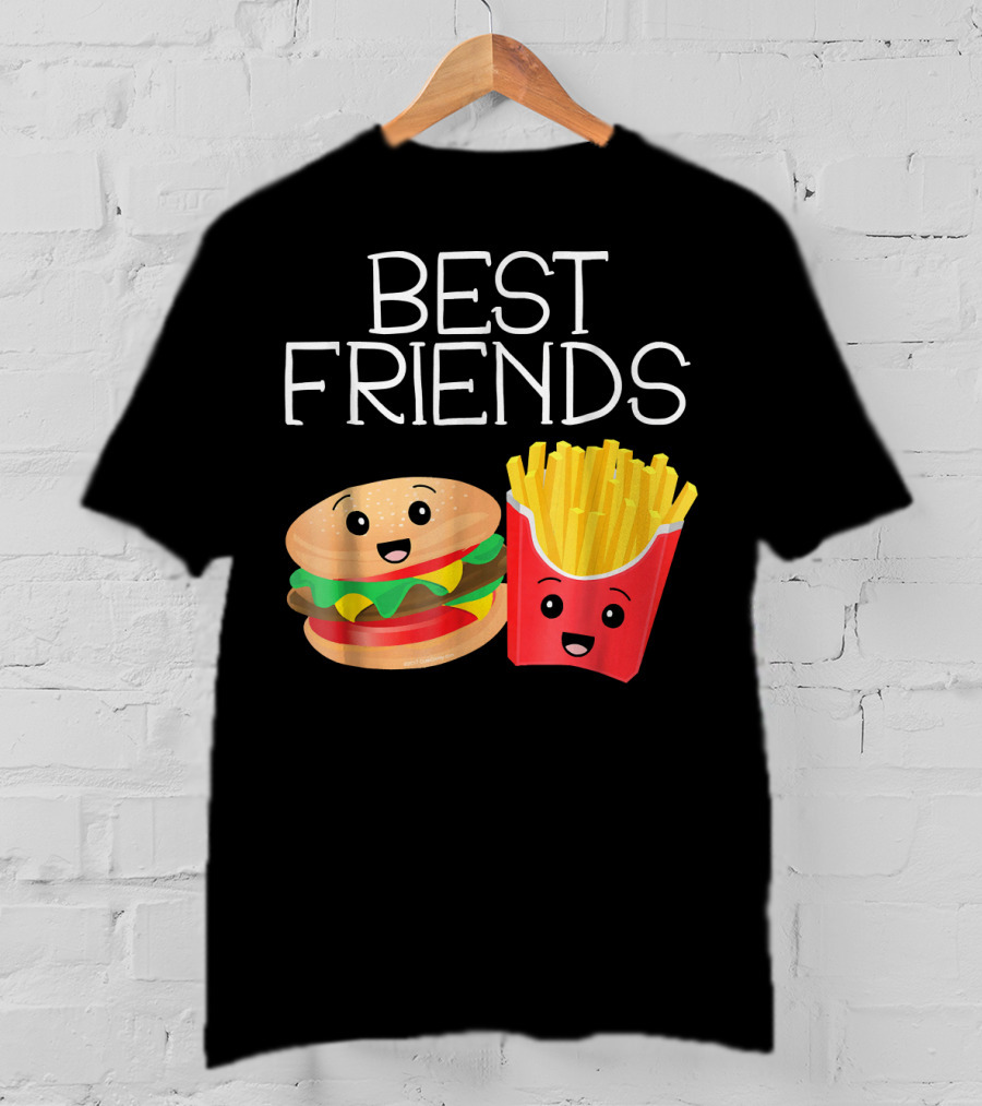 Best Friends Burger And French Fries Happy Faces T-Shirt