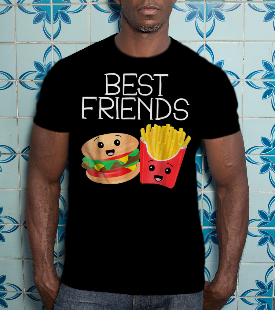 Best Friends Burger And French Fries Happy Faces T-Shirt