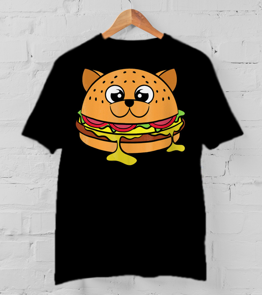 Funny Cheeseburger Cat Kitten Fastfood Burger T-Shirt