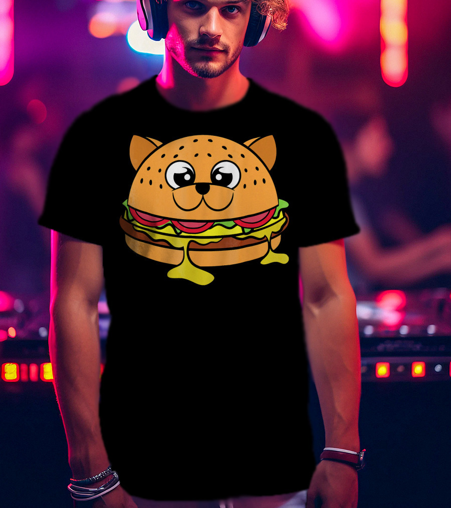 Funny Cheeseburger Cat Kitten Fastfood Burger T-Shirt