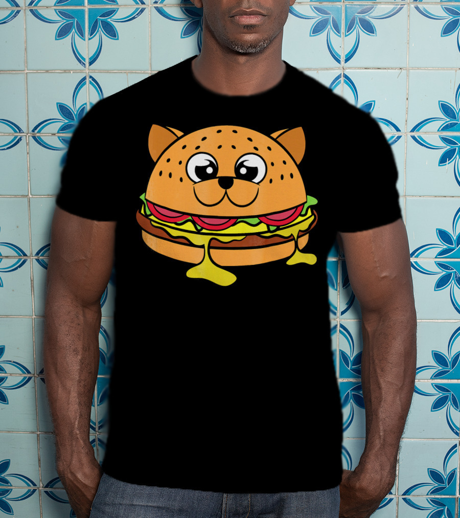 Funny Cheeseburger Cat Kitten Fastfood Burger T-Shirt