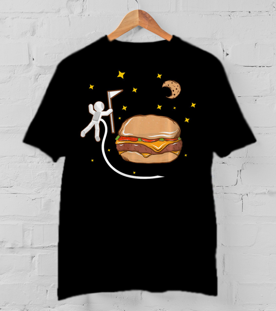 Astronaut Spacewalk Cheeseburger Adventure Moon Cookie T-Shirt