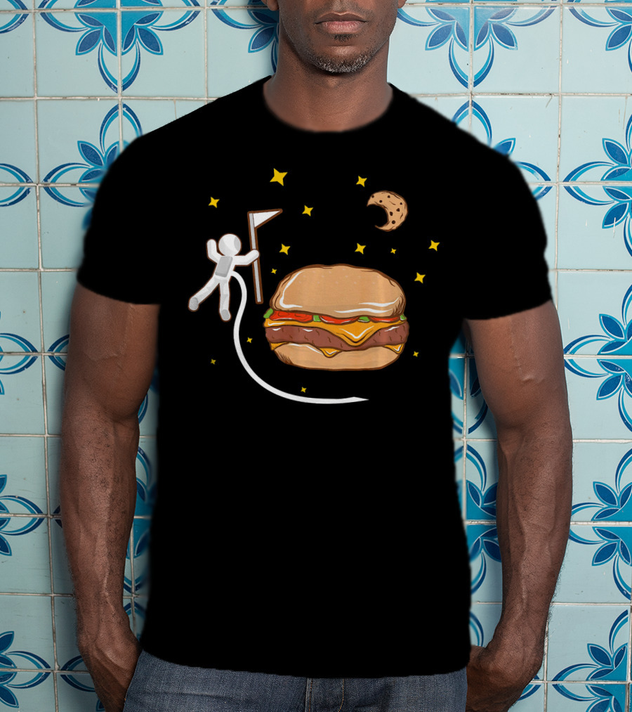 Astronaut Spacewalk Cheeseburger Adventure Moon Cookie T-Shirt
