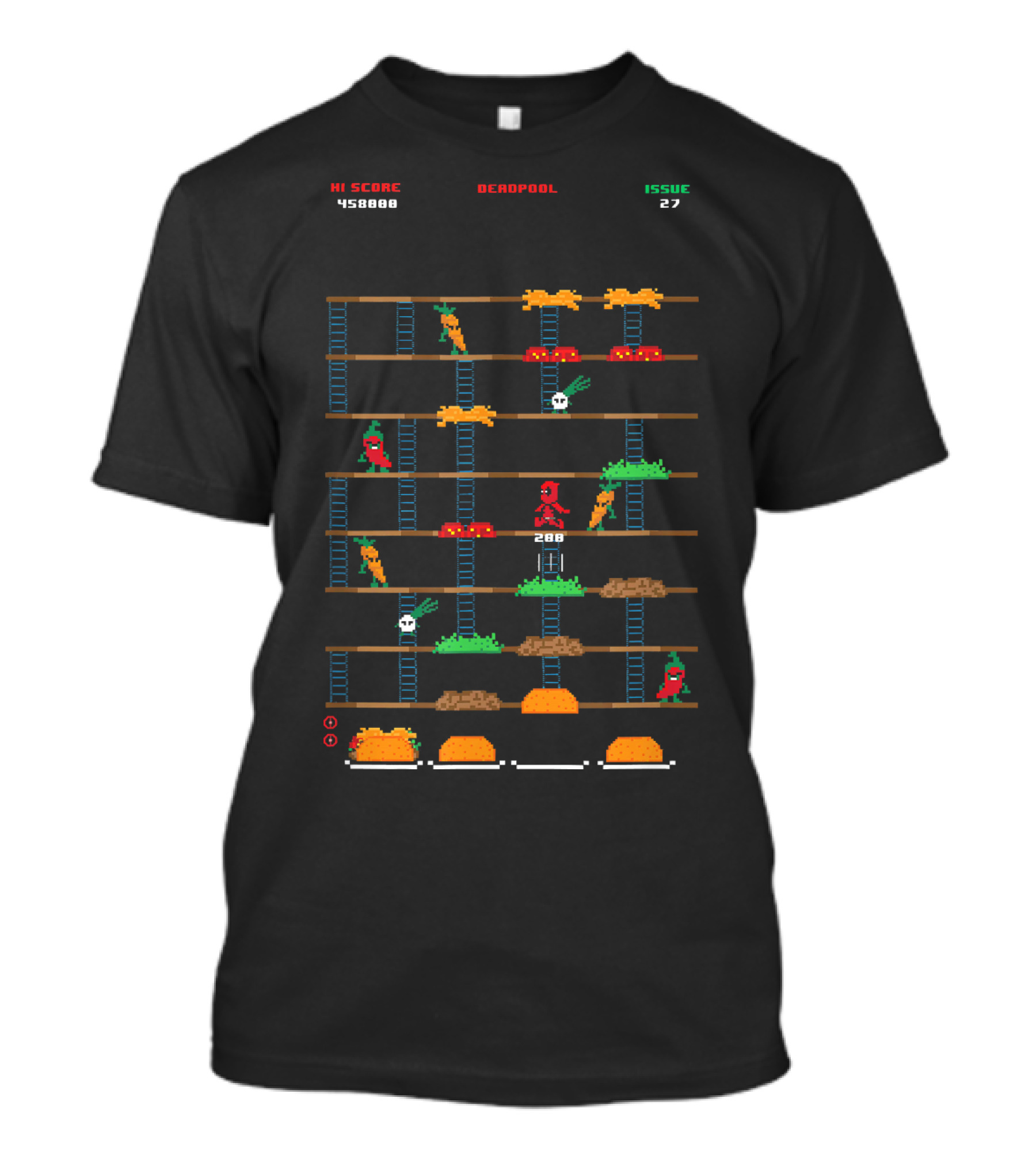 Marvel Deadpool Retro Gaming High Score Issue 27 Burger Time T-Shirt