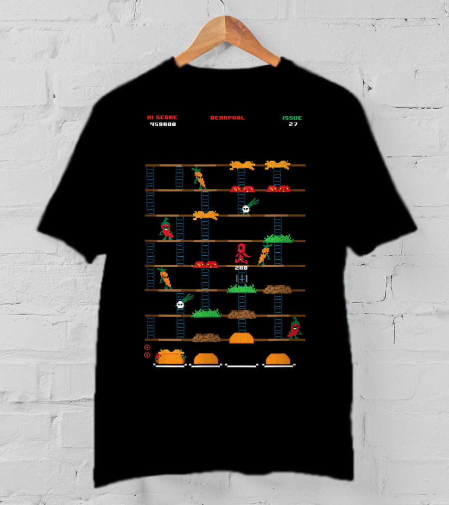 Marvel Deadpool Retro Gaming High Score Issue 27 Burger Time T-Shirt