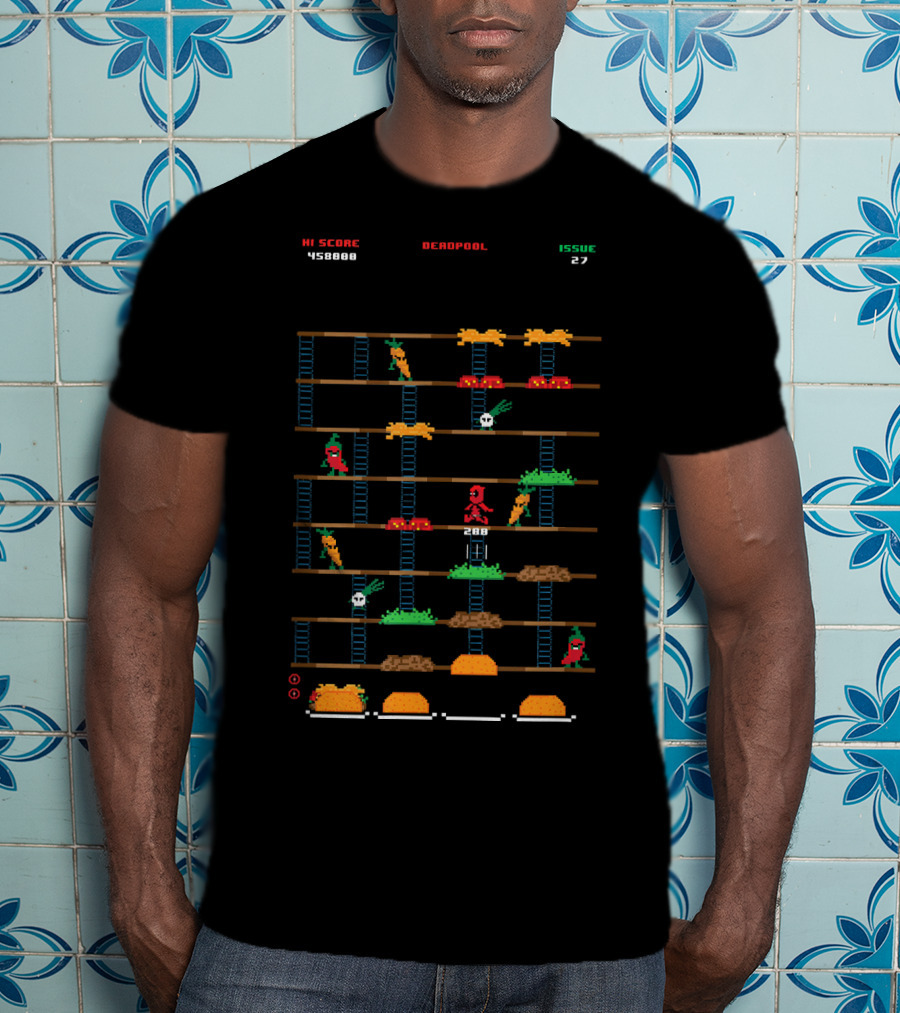 Marvel Deadpool Retro Gaming High Score Issue 27 Burger Time T-Shirt