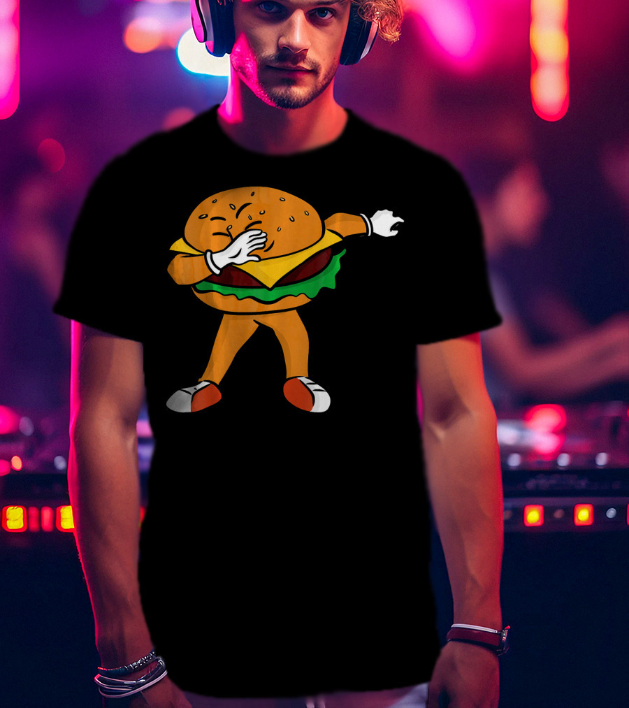 Dabbing Cheeseburger Character Dance T-Shirt